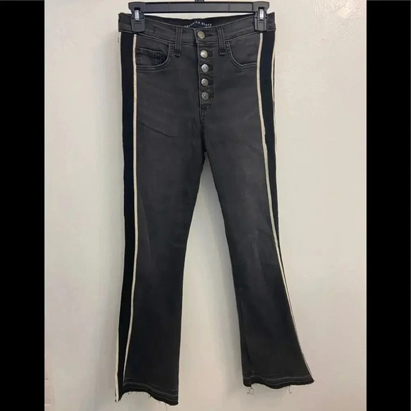 Veronica Beard Carolyn Baby Boot Jeans Smoke Fray Stripe Size 26 - Picture 2 of 8